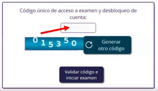 Código de retomar examen