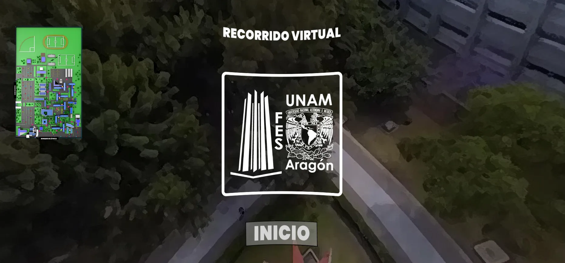 Pantalla de inicio del recorrido virtual